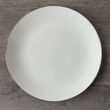 Dessert set – 6 white porcelain plates with silver trim – Seltm