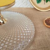 Glass and gold metal cake display - vintage