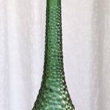 Large green Genie Empoli bubble glass bottle, Italy 1960s