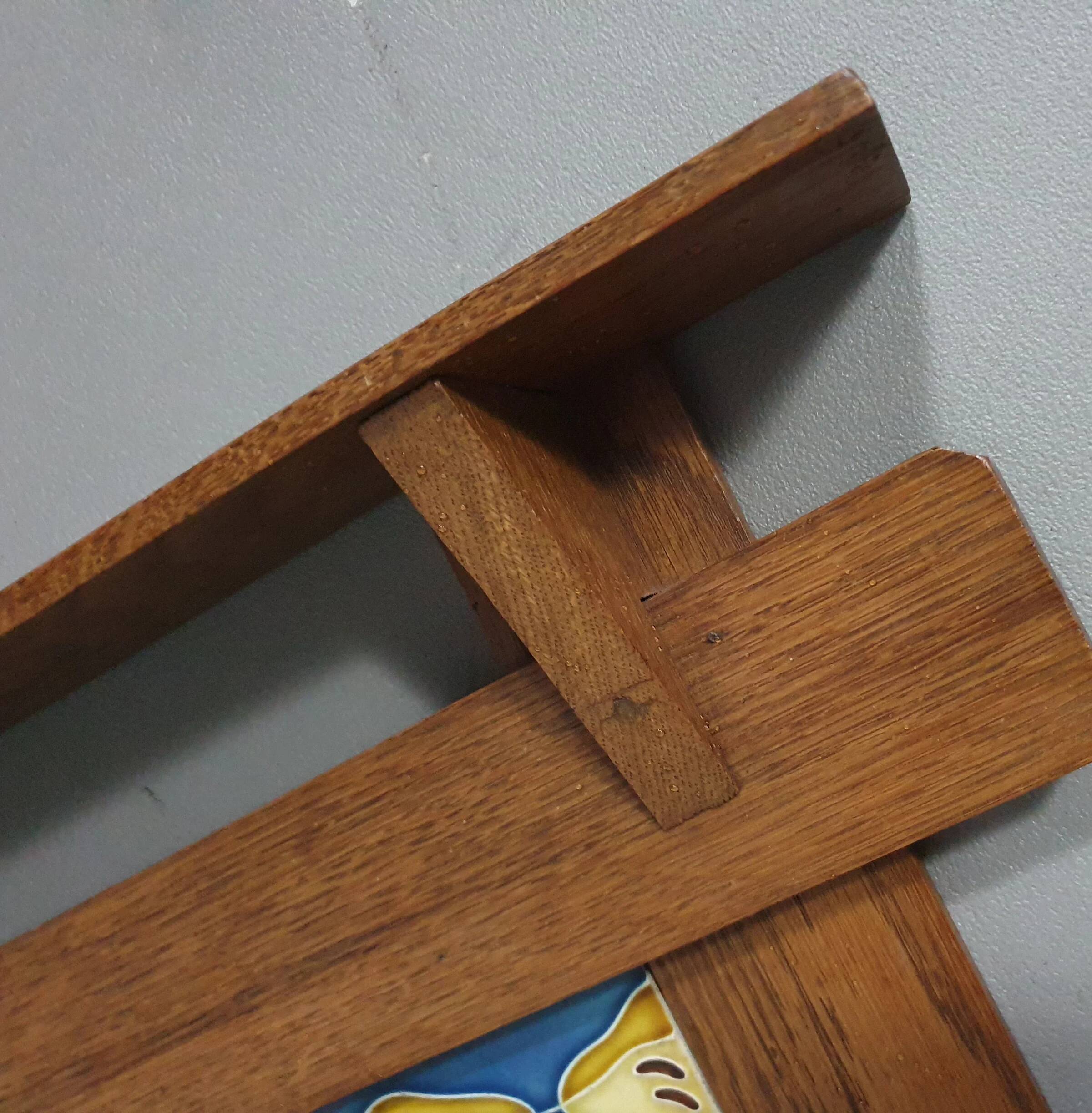 Art Nouveau wall coat rack with tiles