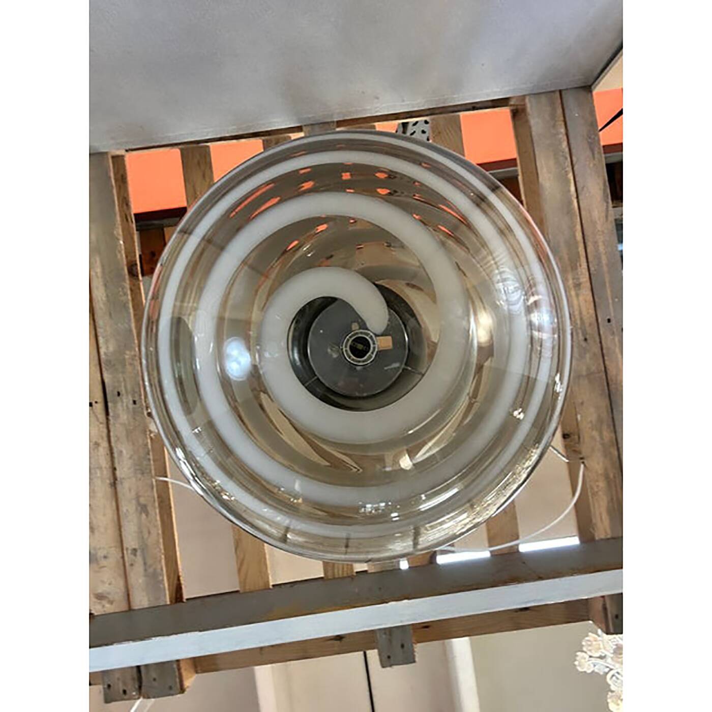 Italian Murano Style Glass Swirling Multicolors Pendant Sphere