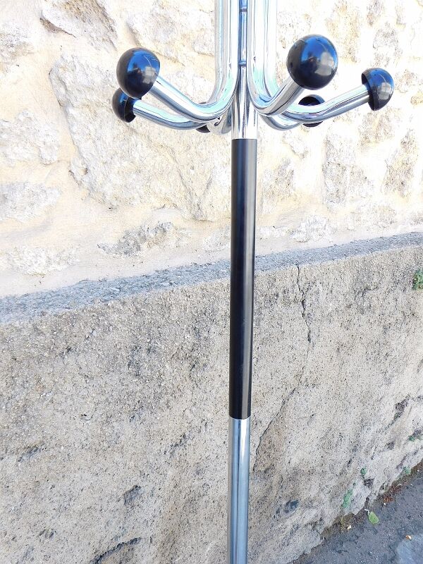 Standing coat rack in metal chrome 1950