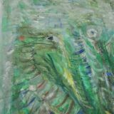 Abstract impressionism painting - Movement. Green Growth