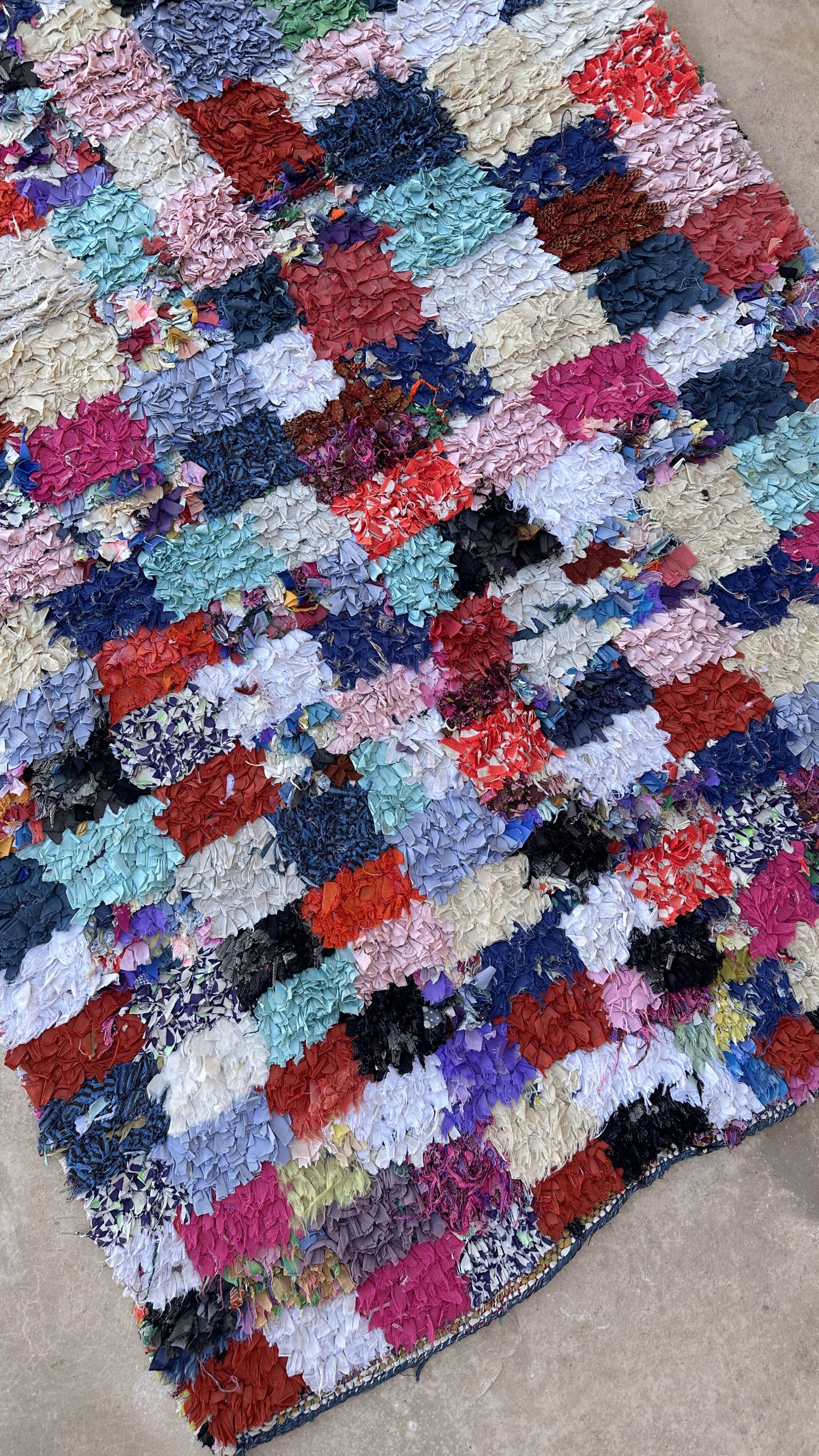 Moroccan carpet Boucherouite colored - 120 x 216 cm