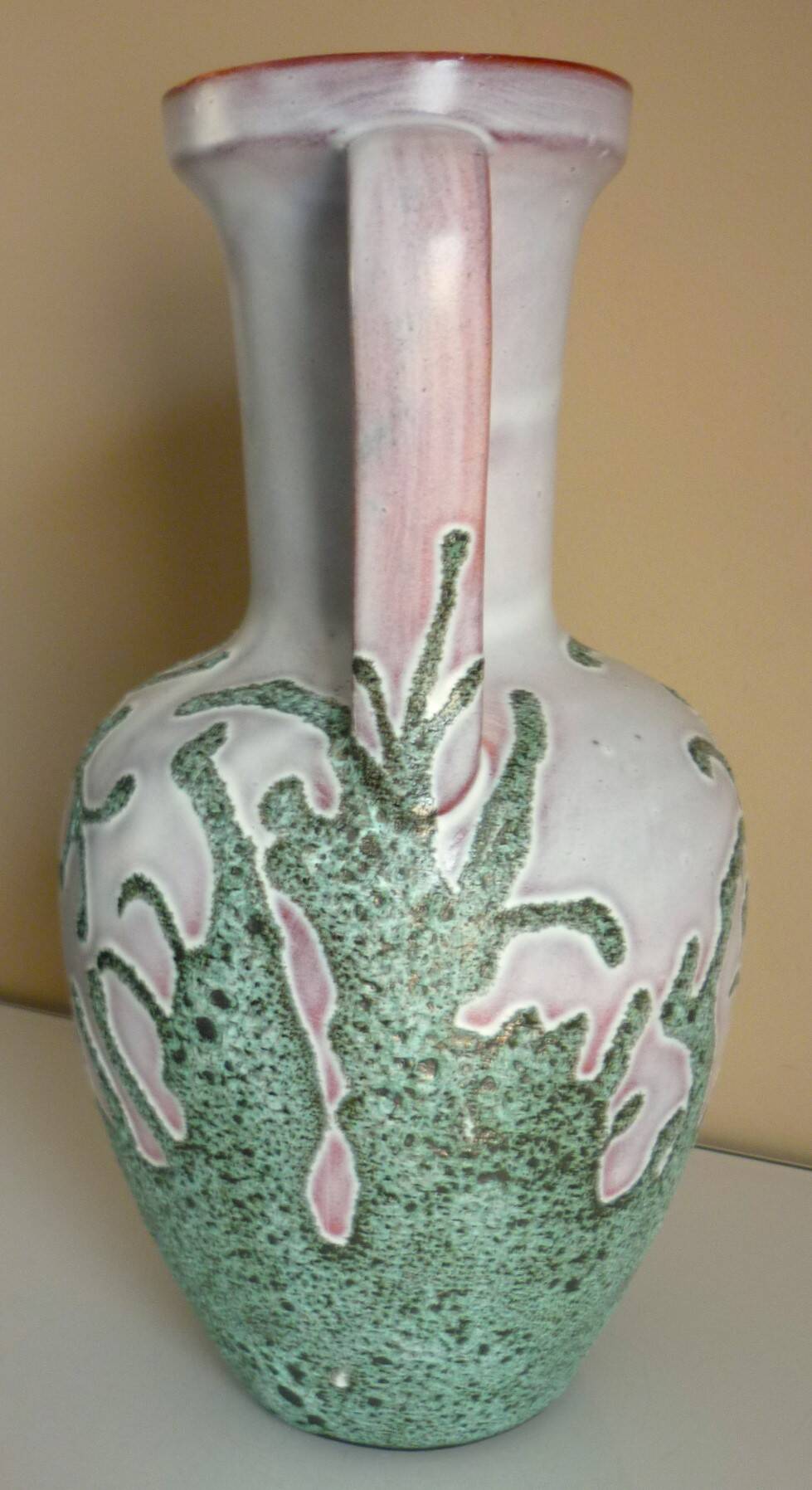 Large vase in glazed ceramic and "fat lava", signed Bruno Dose, design from the 50s/60s