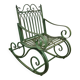 Rocking-chair en fer forgé vert patiné