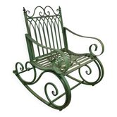 Rocking-chair en fer forgé vert patiné