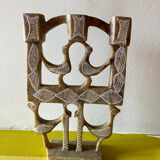 Vintage stone folk art candle holder