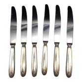 6 table knives in silver metal model coquille