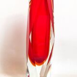 Bright red Murano Sommerso faceted vase 1960s Height 30 cm