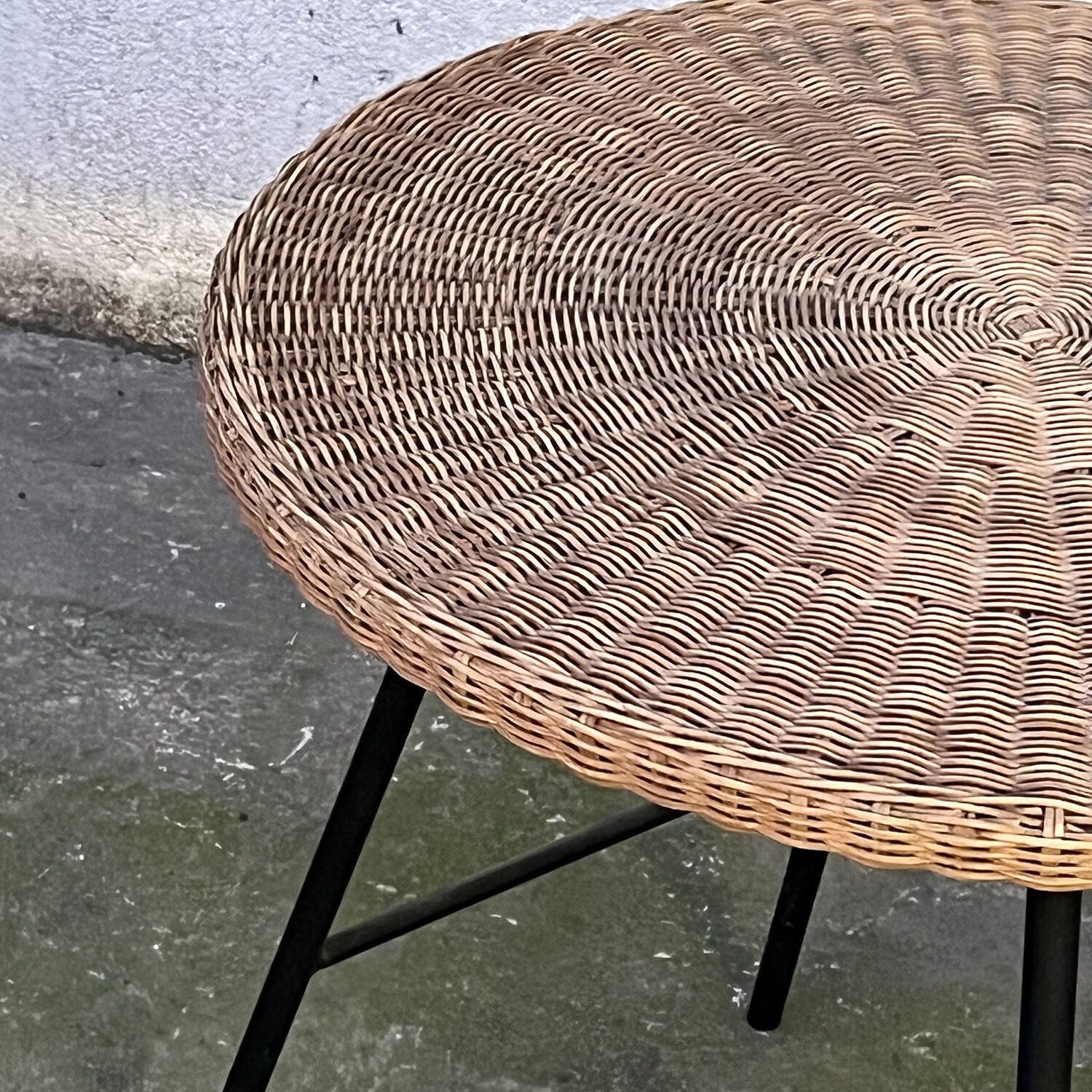 Vintage wicker side table from the 60s