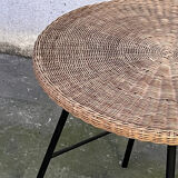 Vintage wicker side table from the 60s