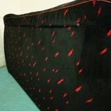 Convertible sofa in black velvet, 80s