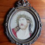 Framed tapestry portrait of Jesus Christ