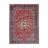 Handmade oriental red blue wool rug - 264x355cm