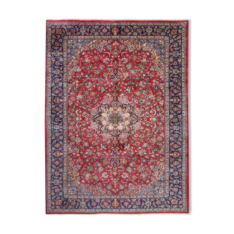Handmade oriental red blue wool rug - 264x355cm