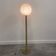 Large 1970s Italian brass floor lamp with swirled Murano glass globe — Sculptura