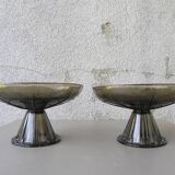 Pair of tazza glass compote cups, circa 1950 - 1970