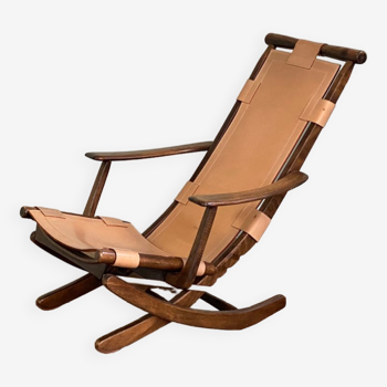 Triconfort reclining and folding leather armchair