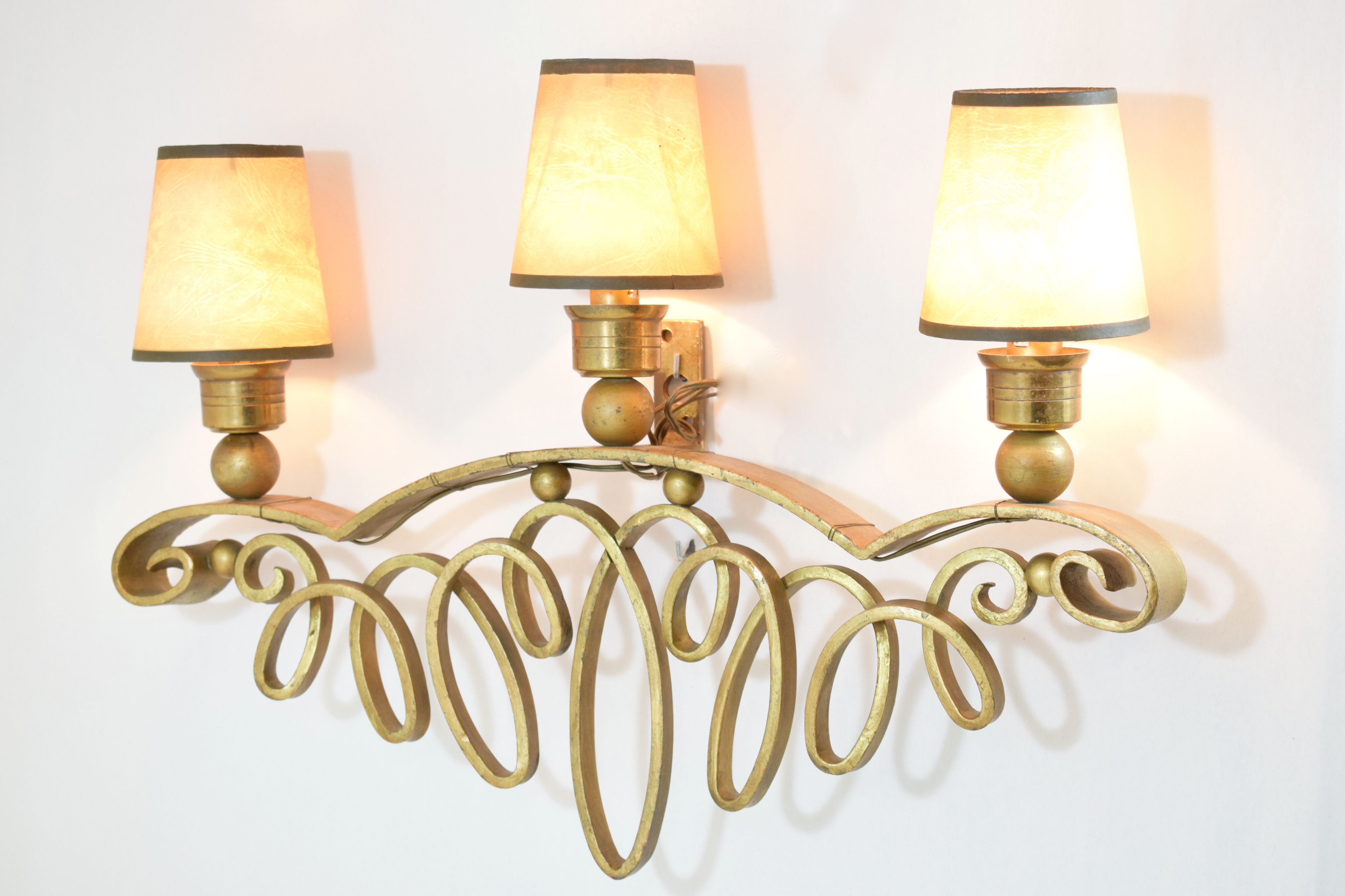 Pair of 1950 wall lights, Raymond Subes