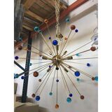 Italian Multicolored “Star” Murano Glass Sputnik Chandelier