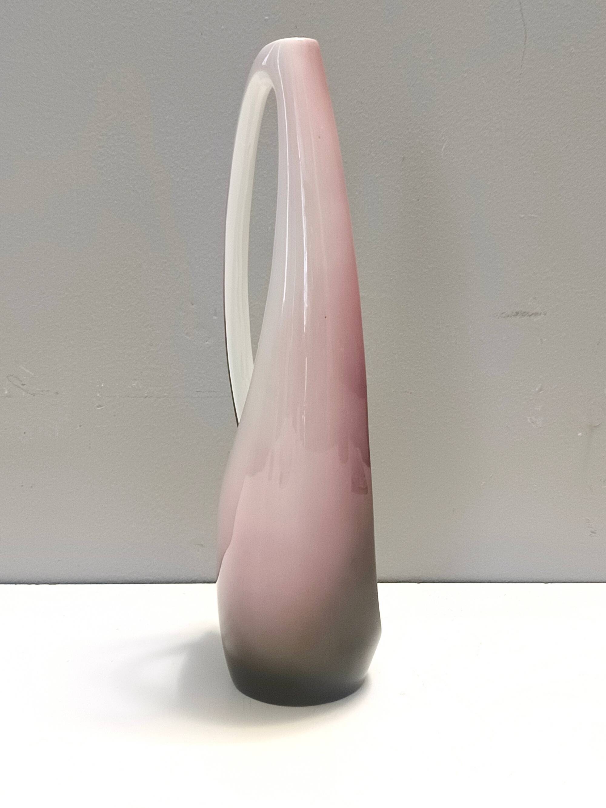 Purple, Pink and White Hand-Painted Ceramic Vase by Ariele, Turin, Italy