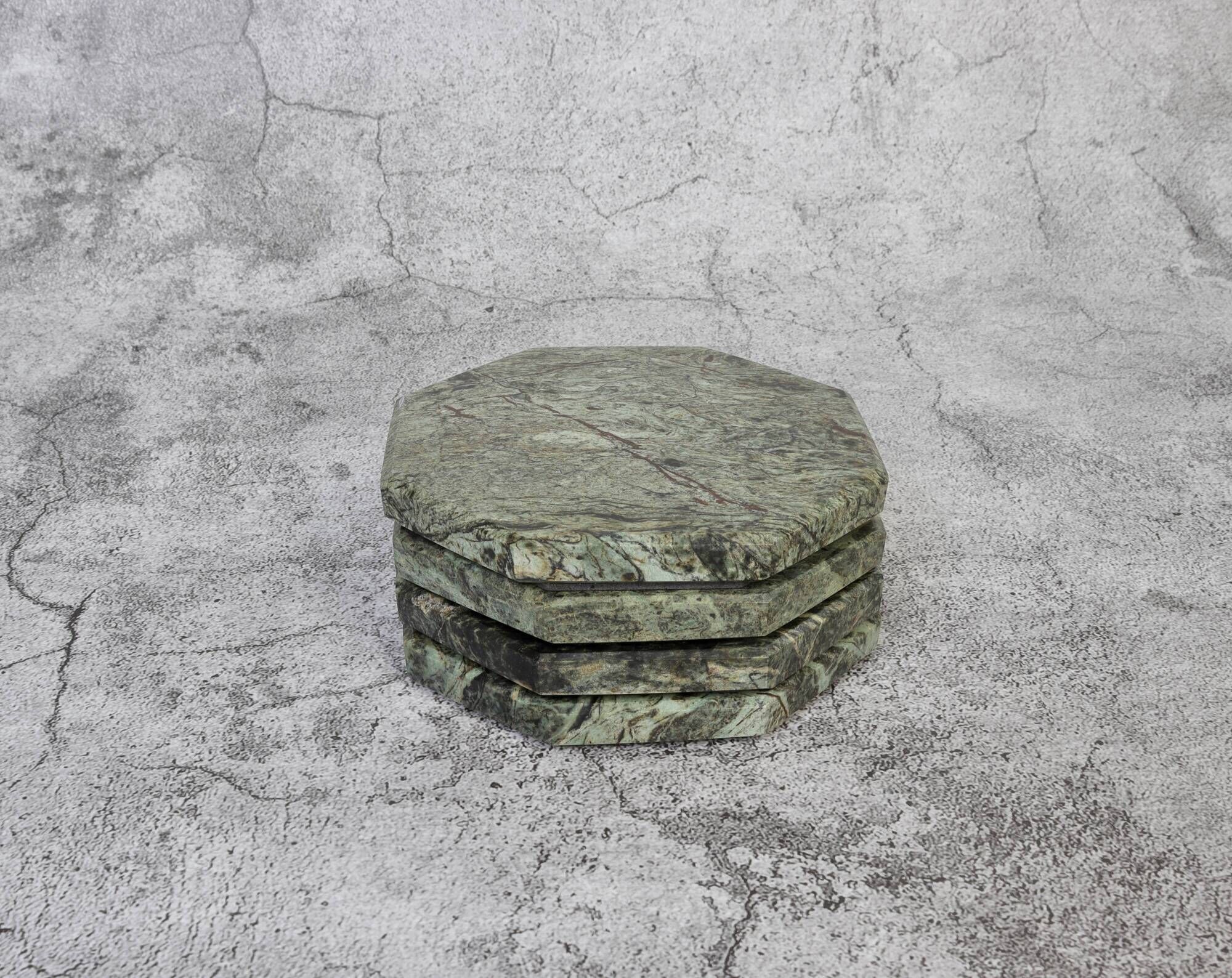 Angelo – Indian Green Octagonal Natural Marble Coasters - set of 4