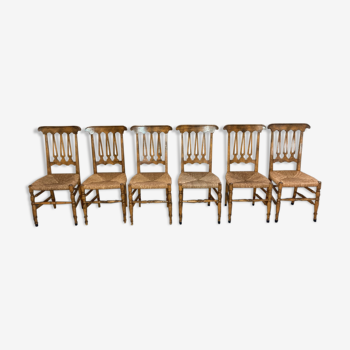Ensemble de 6 chaises de ferme, 1880