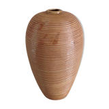 Vase ovoide soliflore en céramique beige vintage années 70