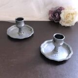 Pair of pewter table candlesticks