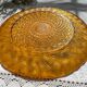 Round amber glass dish ATLANTIC Arcoroc France 1950