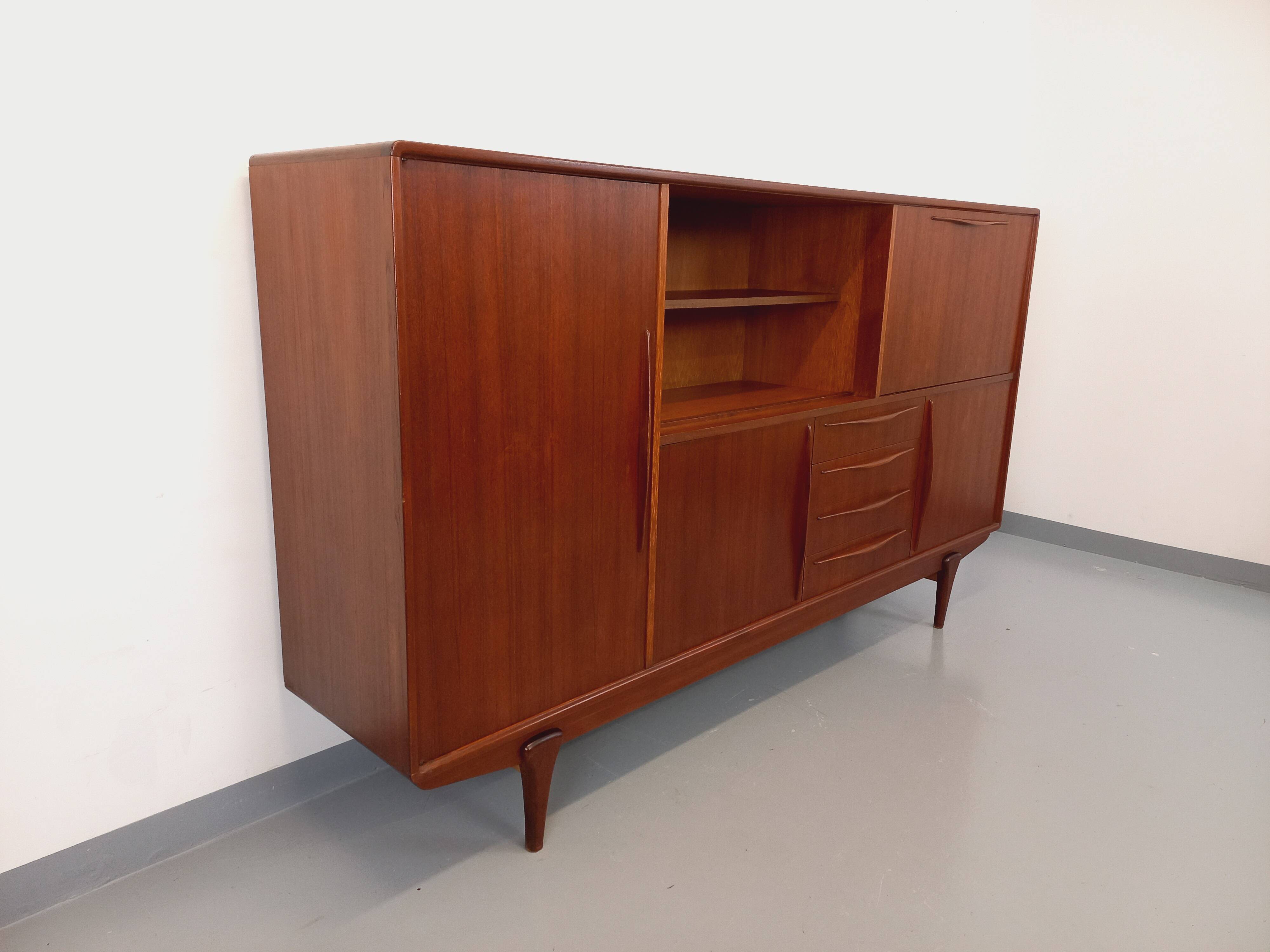 Vintage Scandinavian high sideboard in teak from the 50s and 60s