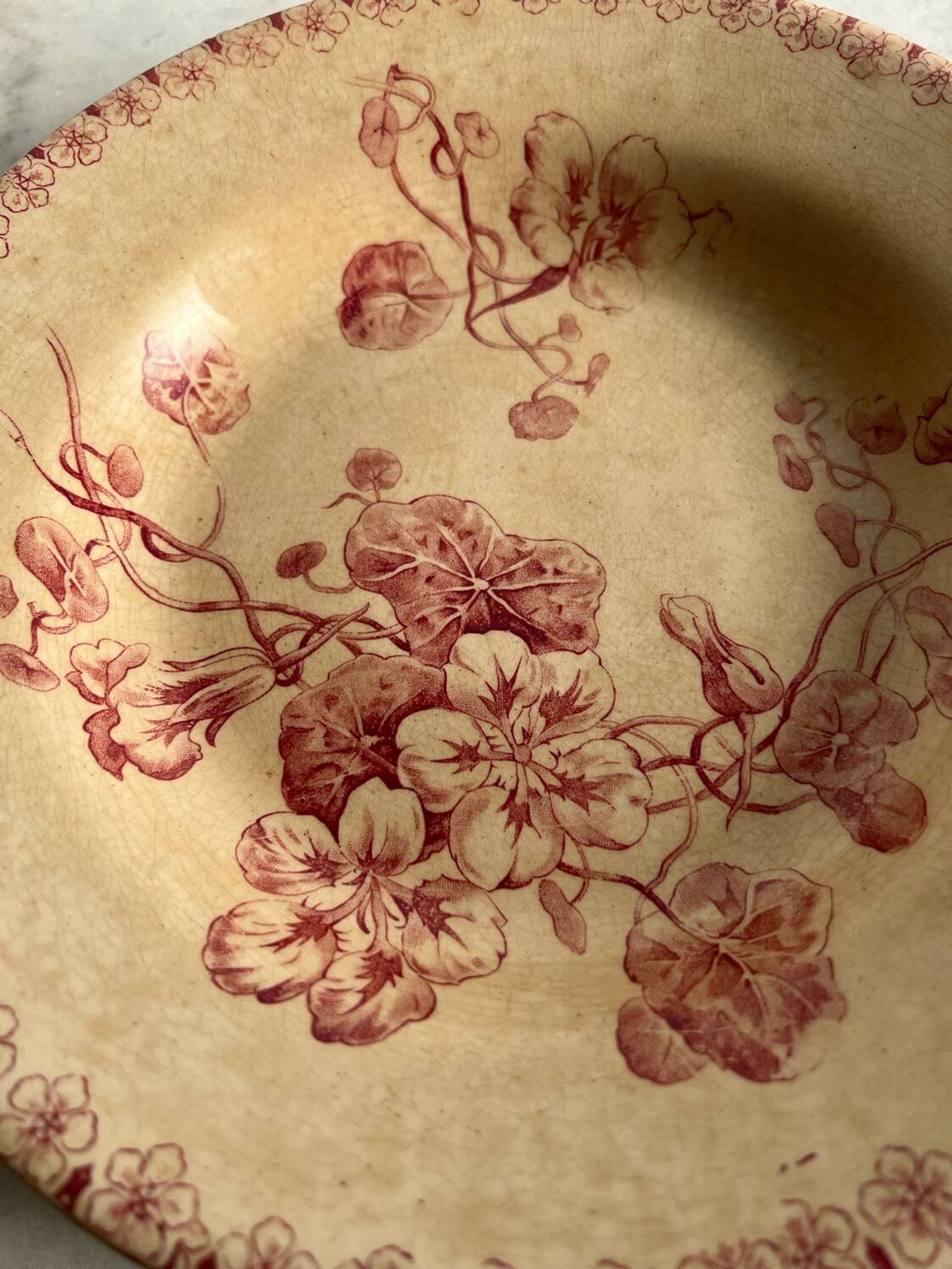 Assiette creuse terre de fer gien capusine 1862