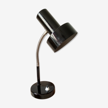 Lampe de bureau articulée années 70' metal noir et flexible argenté
