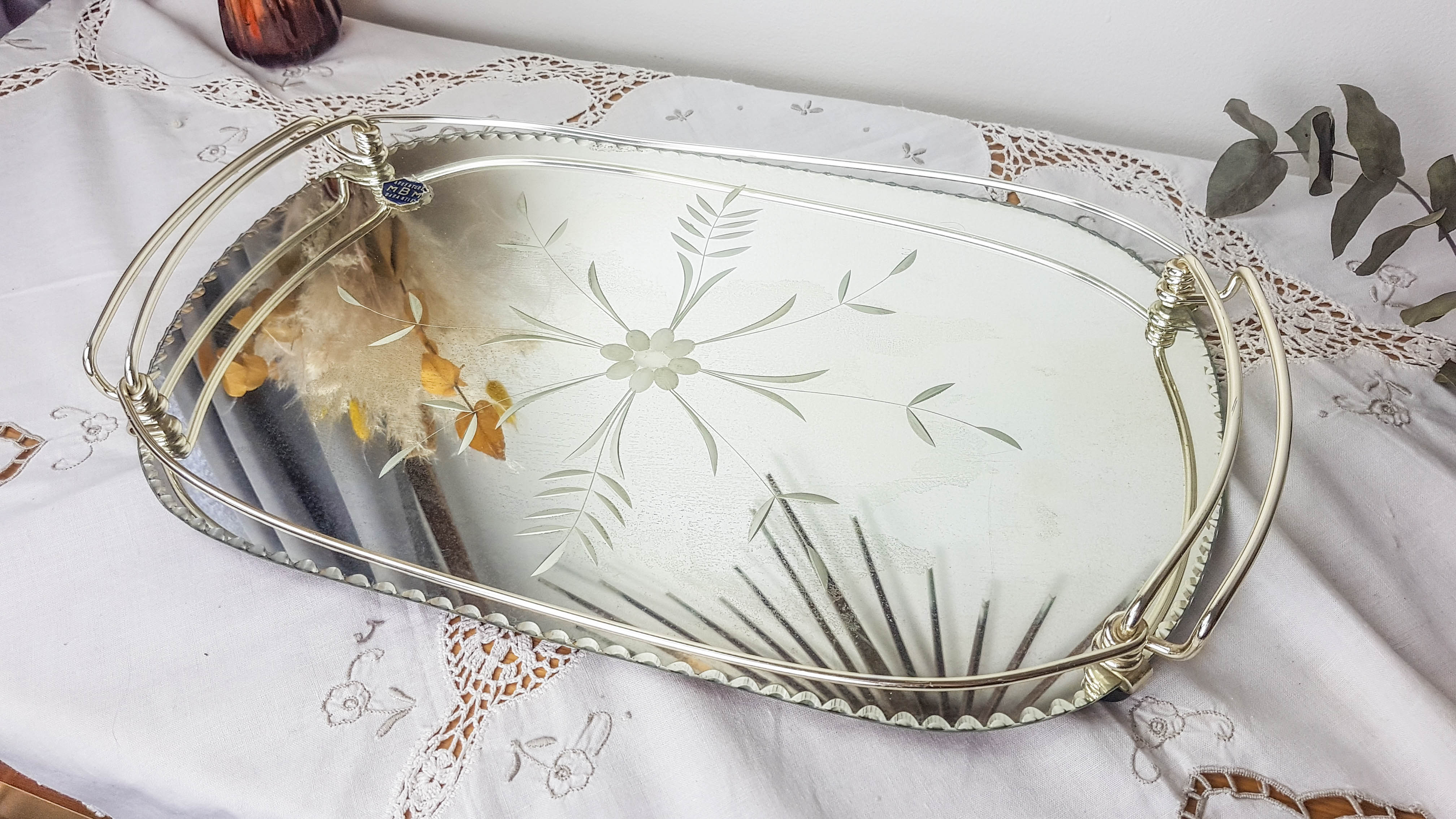Vintage mirror tray