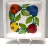 Set of Six Vintage Square Hand-Crafted Earthenware Plates by De Simone, Italy