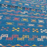 Handmade Berber-patterned blue carpet  137x72cm