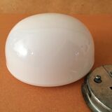 Opaque white glass ceiling lamp with its support