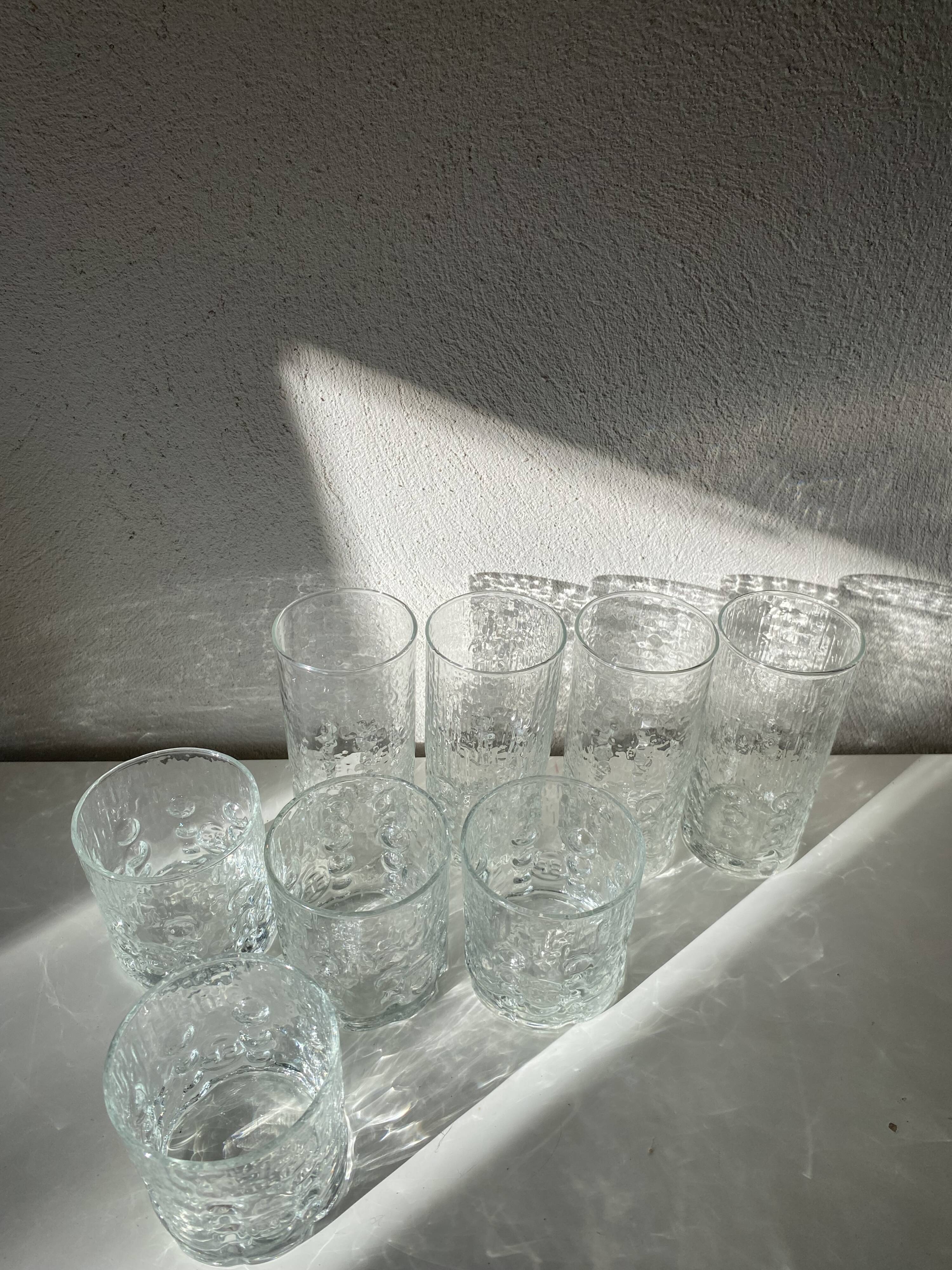 Set verres reliefs BP années 70