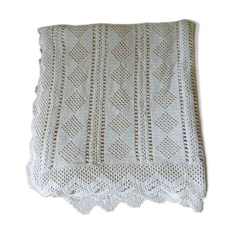 Dessus de lit ancien en crochet