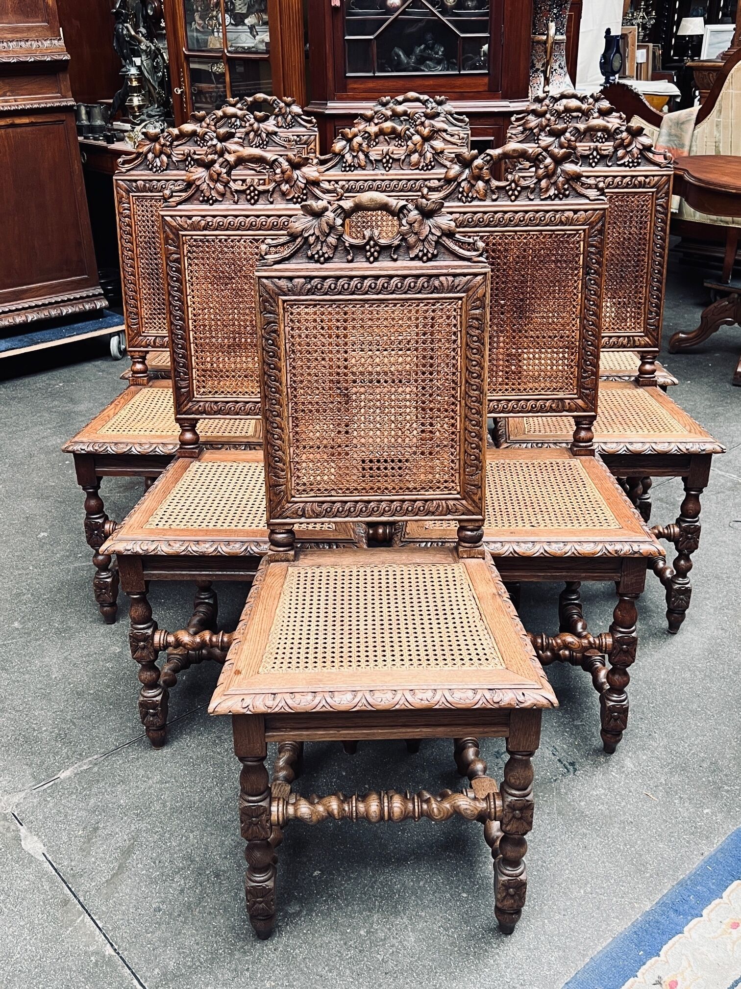 Set of 12 Louis XIII style chairs.