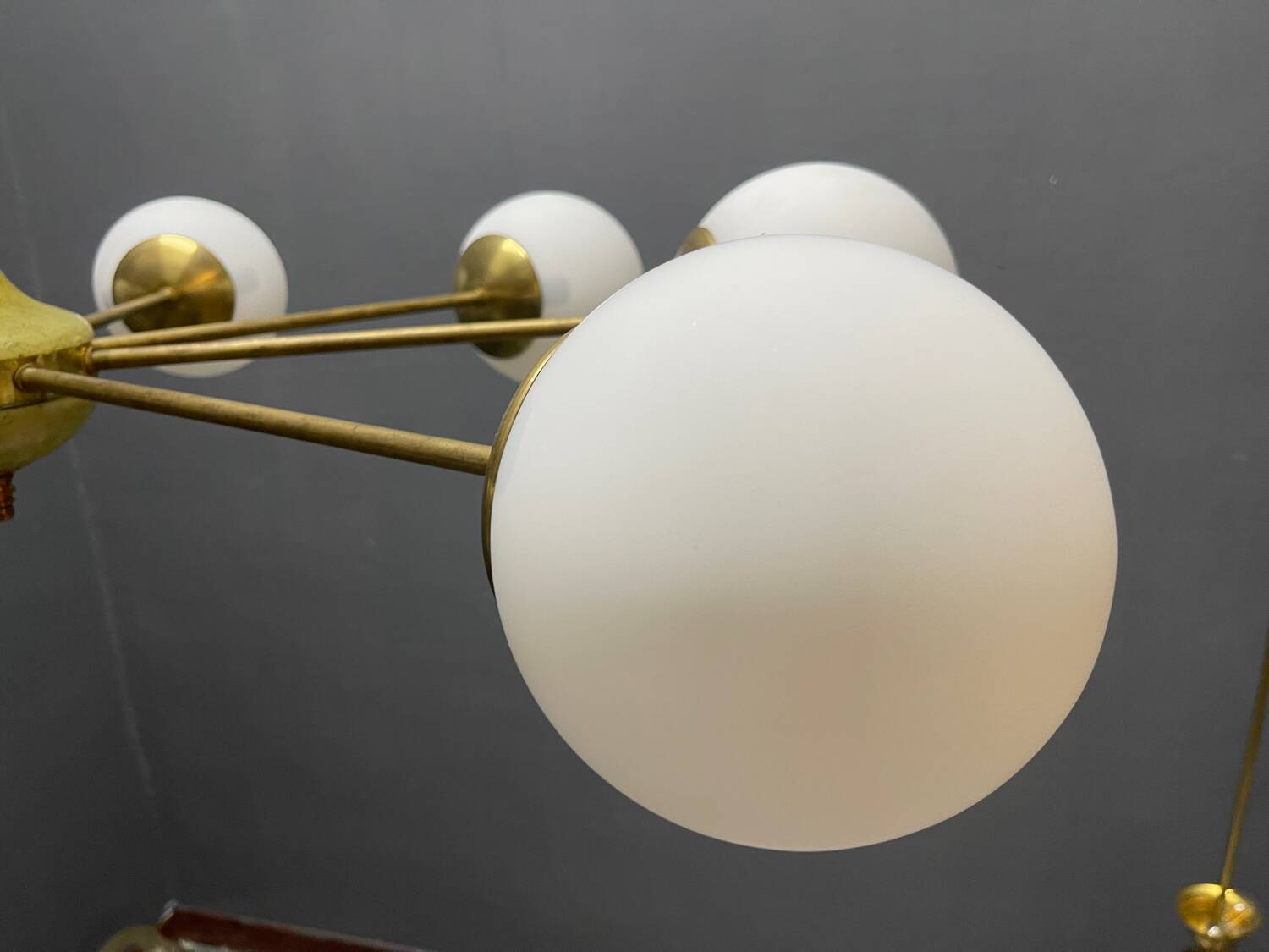 Italian Sputnik Brass Chandelier 1950’s