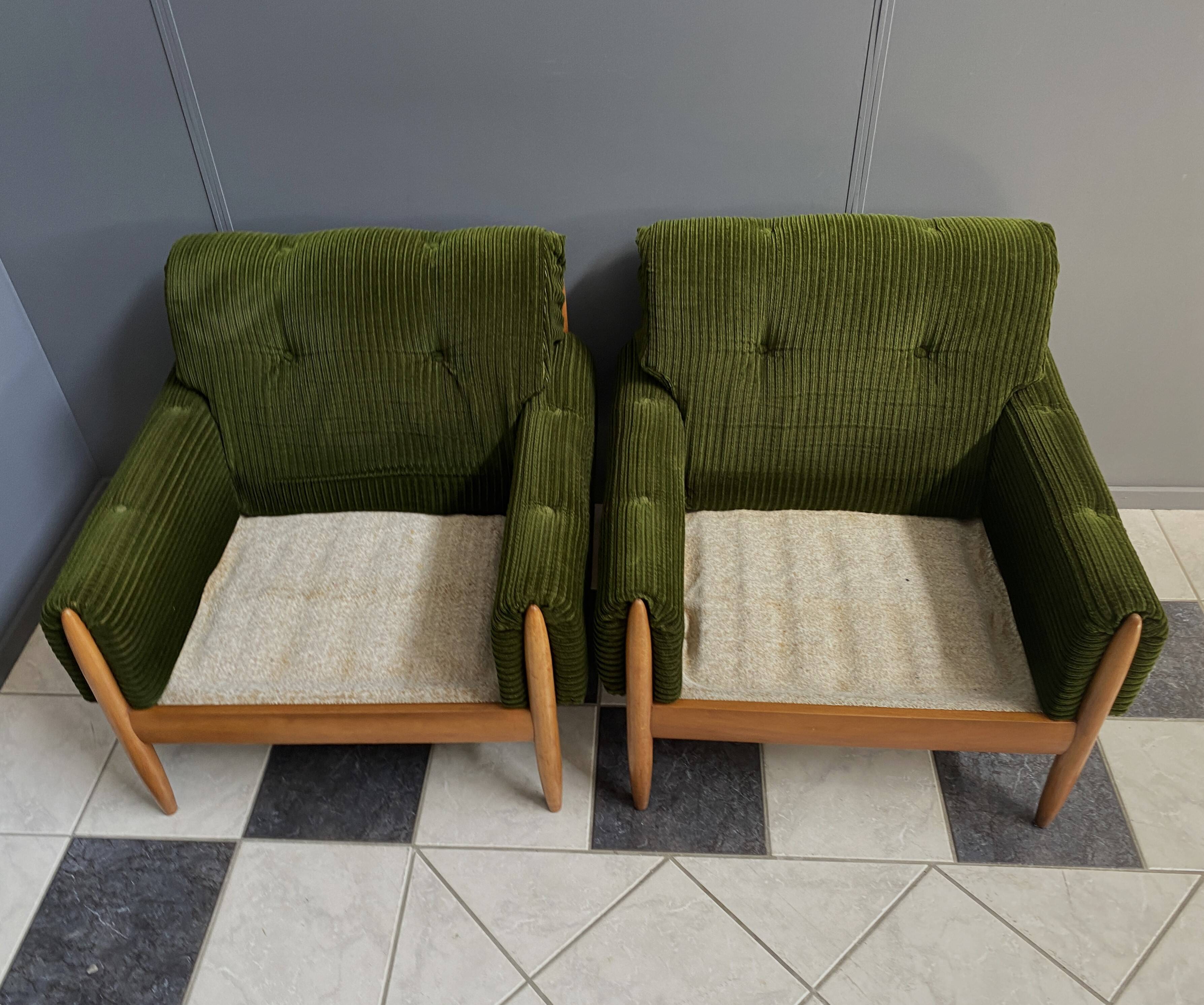 Set of 2 green relax chairs 1960s