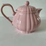 Vintage mid-century ribbed pink powder teapot by Salins.