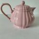 Vintage mid-century ribbed pink powder teapot by Salins.