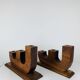 Pair of brutalist wooden candlesticks, 1960s