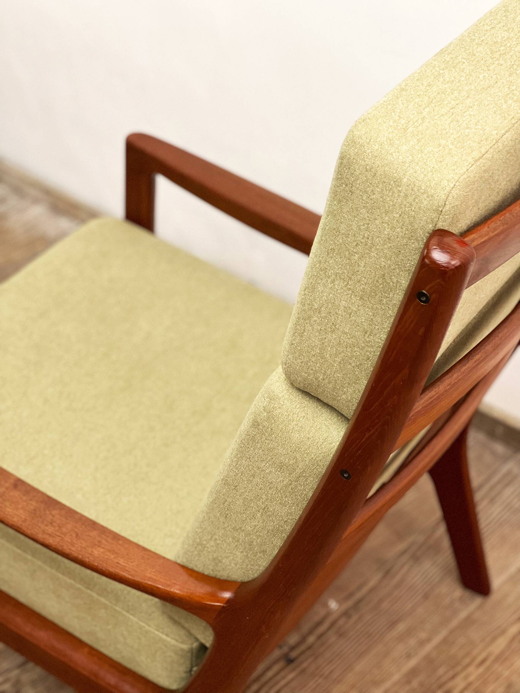 Danish Mid-Century  Lounge Chair and Stool by Ole Wanscher for Poul Jeppensens, Senator Series