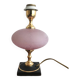 Lampe vintage en céramique laiton et boule en verre rose