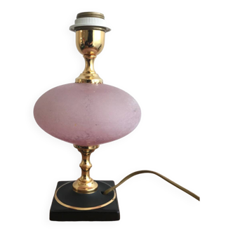 Vintage ceramic lamp brass and pink glass ball