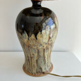 Flamed stoneware lamp and rope lampshade